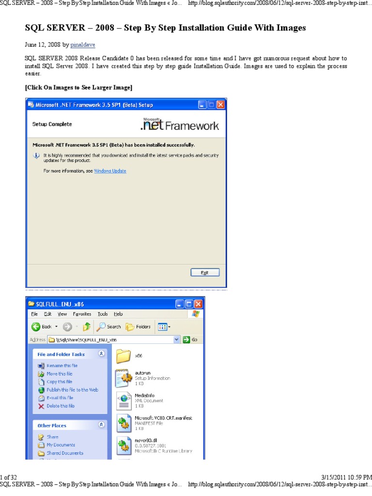 SQL SERVER - 2008 - Step By. | PDF | Windows 7 | Visual Basic .Net