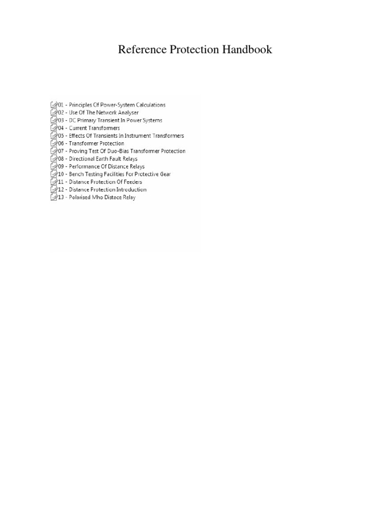 Electrical Engineering Reference Power Systems Protection Handbook