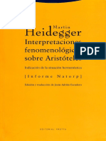 Heidegger, Interpretaciones Fenomenologicas Sobre Aristoteles. Indicacion de La Situacion Hermeneutica (Informe Natorp)