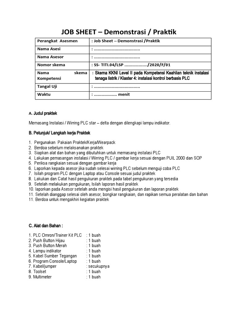 Job Sheet Demonstrasi - Praktik | PDF