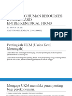 Managing Human Resources in Small and Entrepreneurial Firms