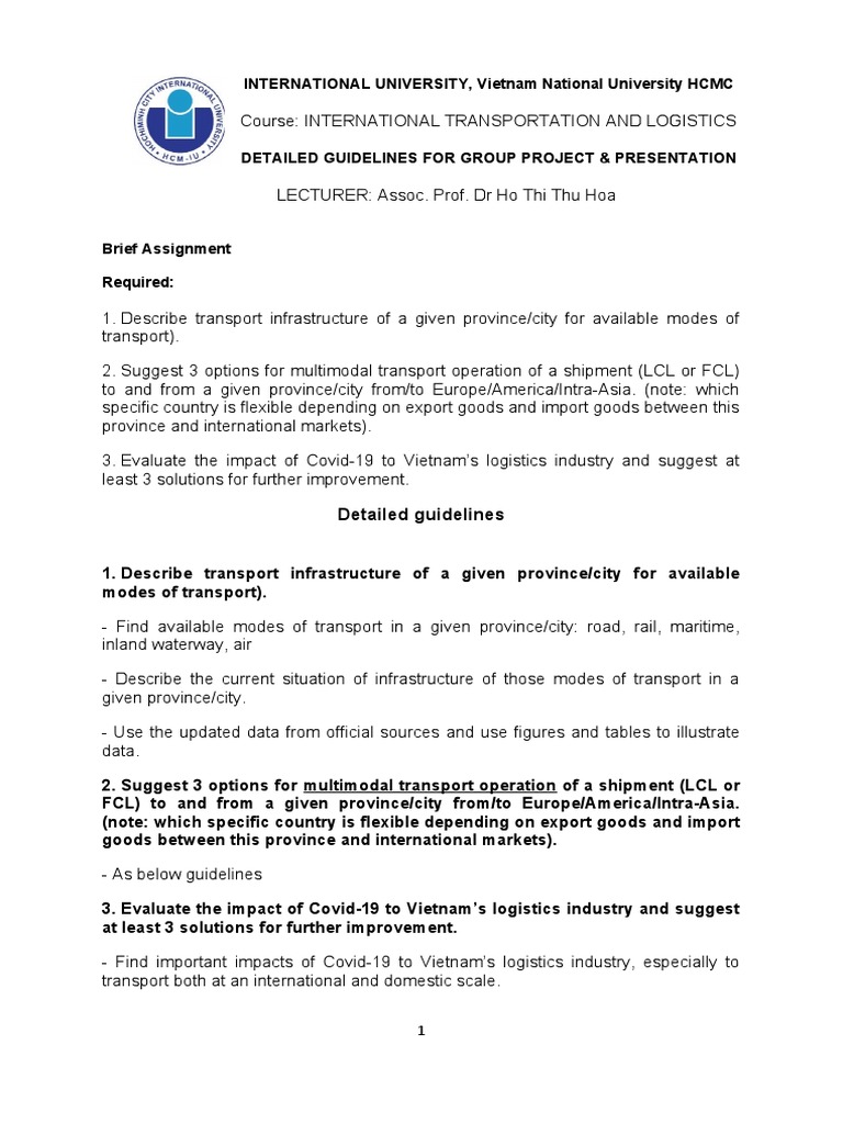 Detailed Guidelines For Group Assignment-Final | PDF | Cargo | Ho Chi ...