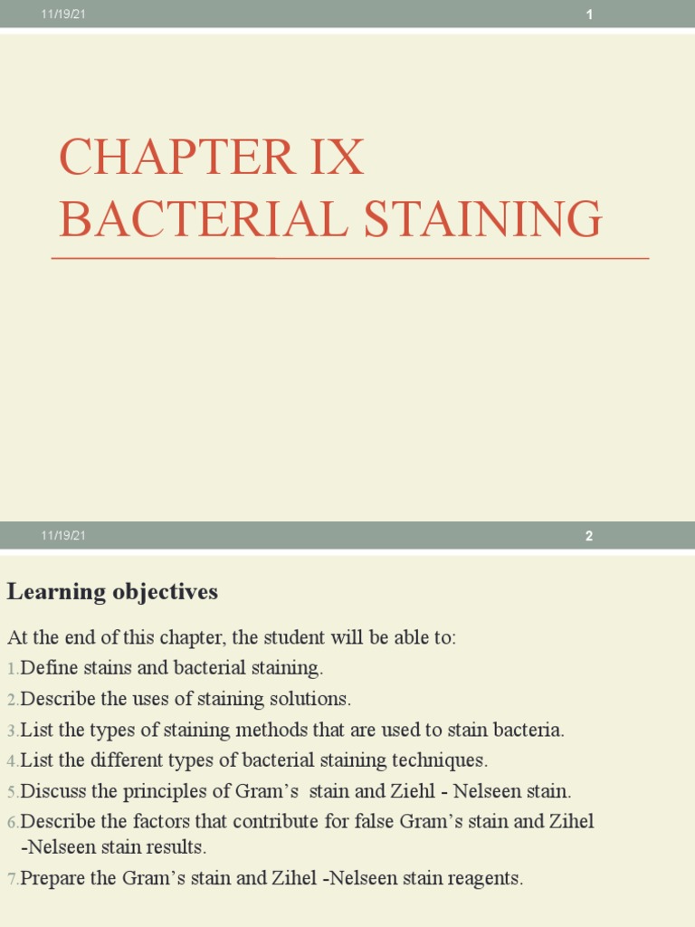 Chapter IX Bacterial Staining | PDF | Staining | Bacteria