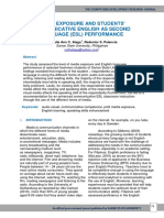 Media Exposure and S Tudents' Communicative English As Second Language (Esl) Performance