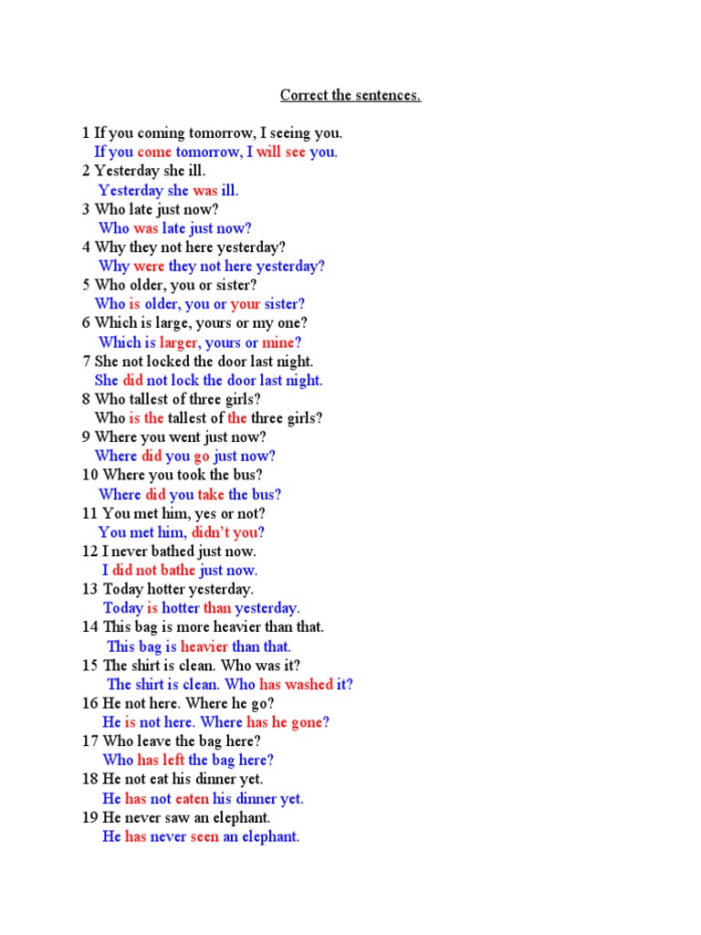 Correct The Sentences | PDF