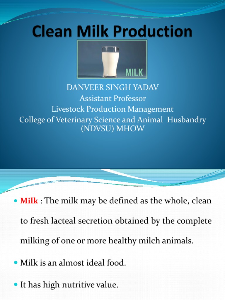 Clean Milk Production PDF Milk Dairy