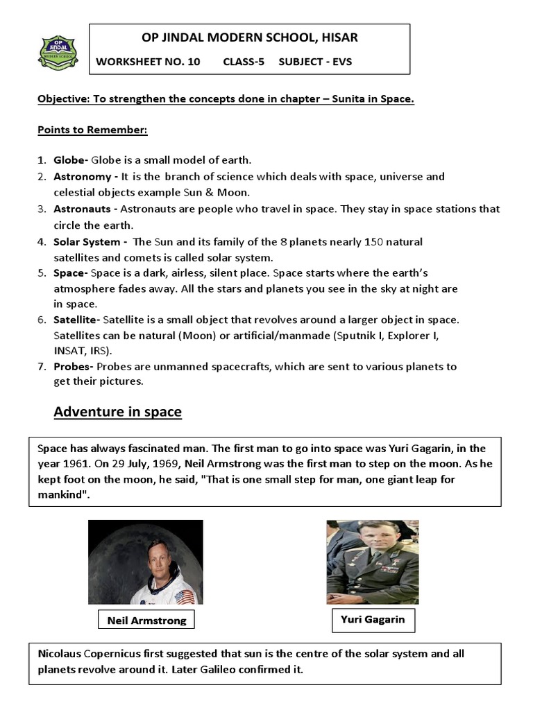 Sunita in Space Worksheet PDF Spacecraft Moon