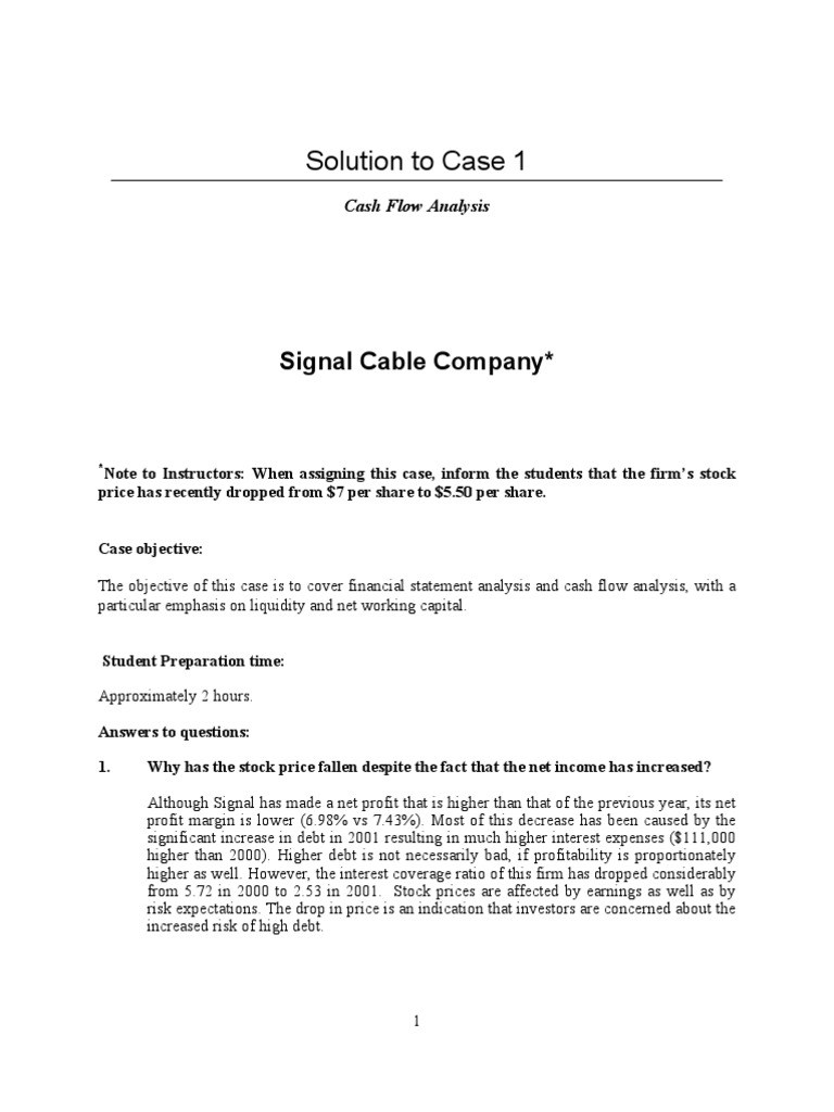 01 Signal Cable Company PDF Market Liquidity Book Value