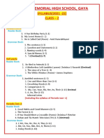 Creane Memorial High School, Gaya: SYLLABUS (2021 - 22) Class - 2