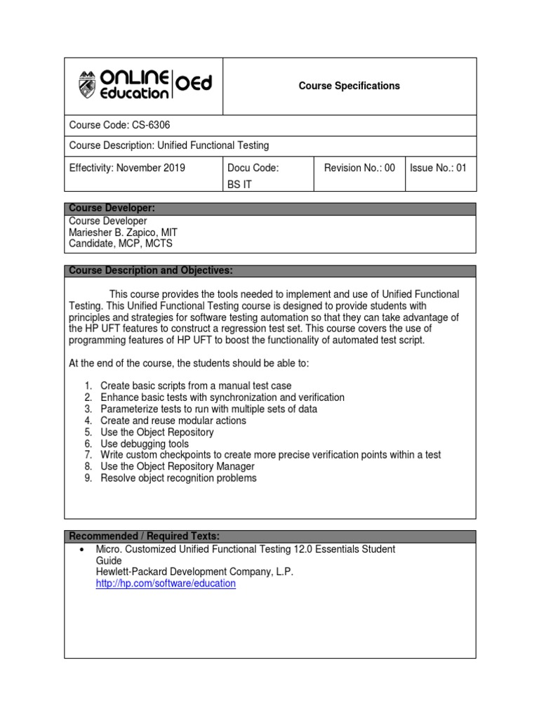 Unified Functional Testing Course Overview | PDF | Test (Assessment ...