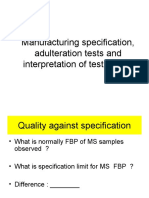 Manufacturing Spec, Adulteration Tests