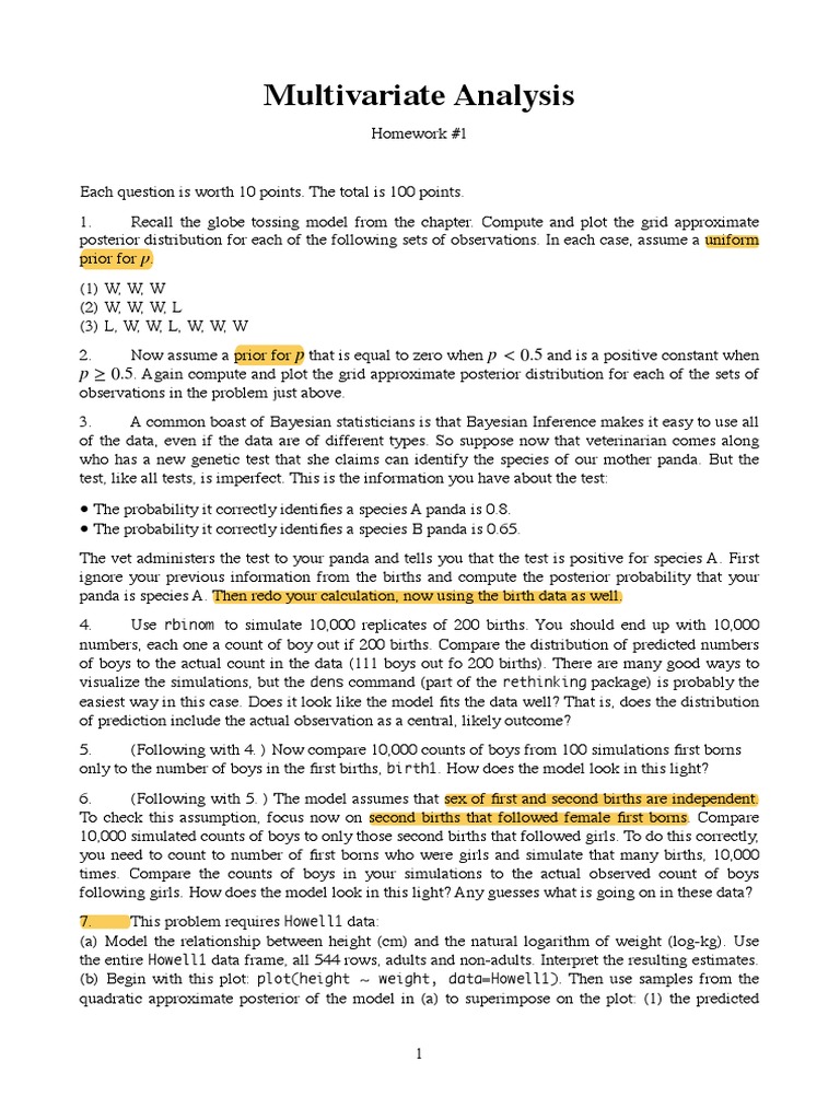Multivariate Analysis Homework Questions | PDF | Statistics ...