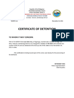 Certificate of Detention: To Whom It May Concern