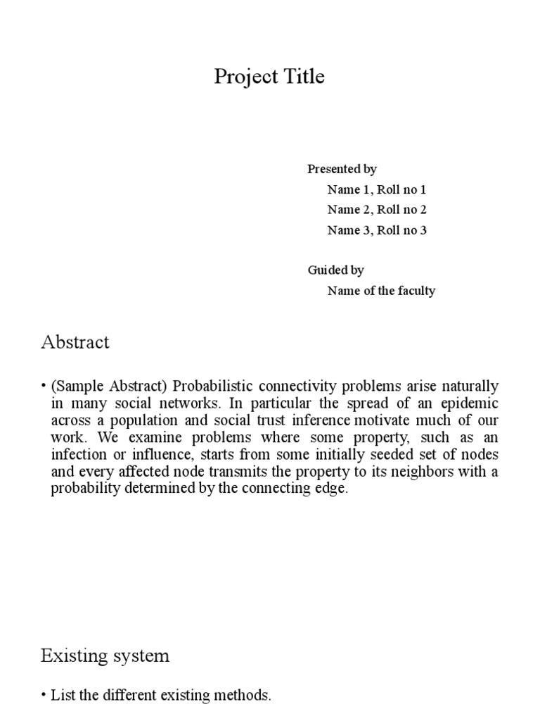 Mini Project Abstract on Epidemic Spread | PDF