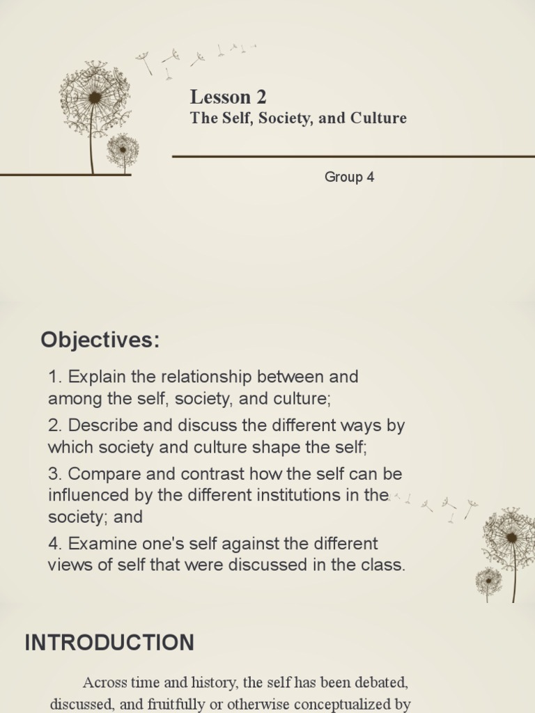 Lesson 2-Self Society and Culture | PDF | Self | Identity (Social Science)