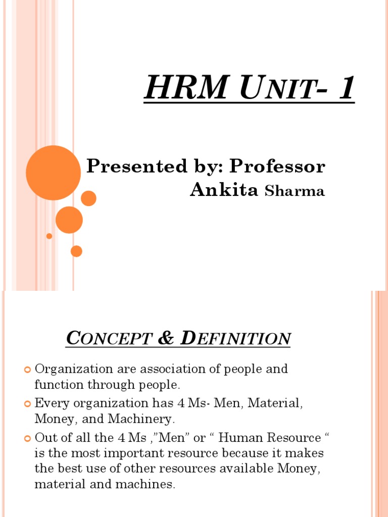 HRM Unit 1 Overview and Key Concepts | PDF | Human Resource Management ...