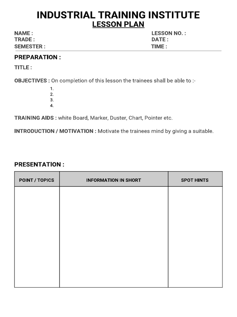 Lesson Plan For Iti Copa Trade Sem 2 Pdf Free Download