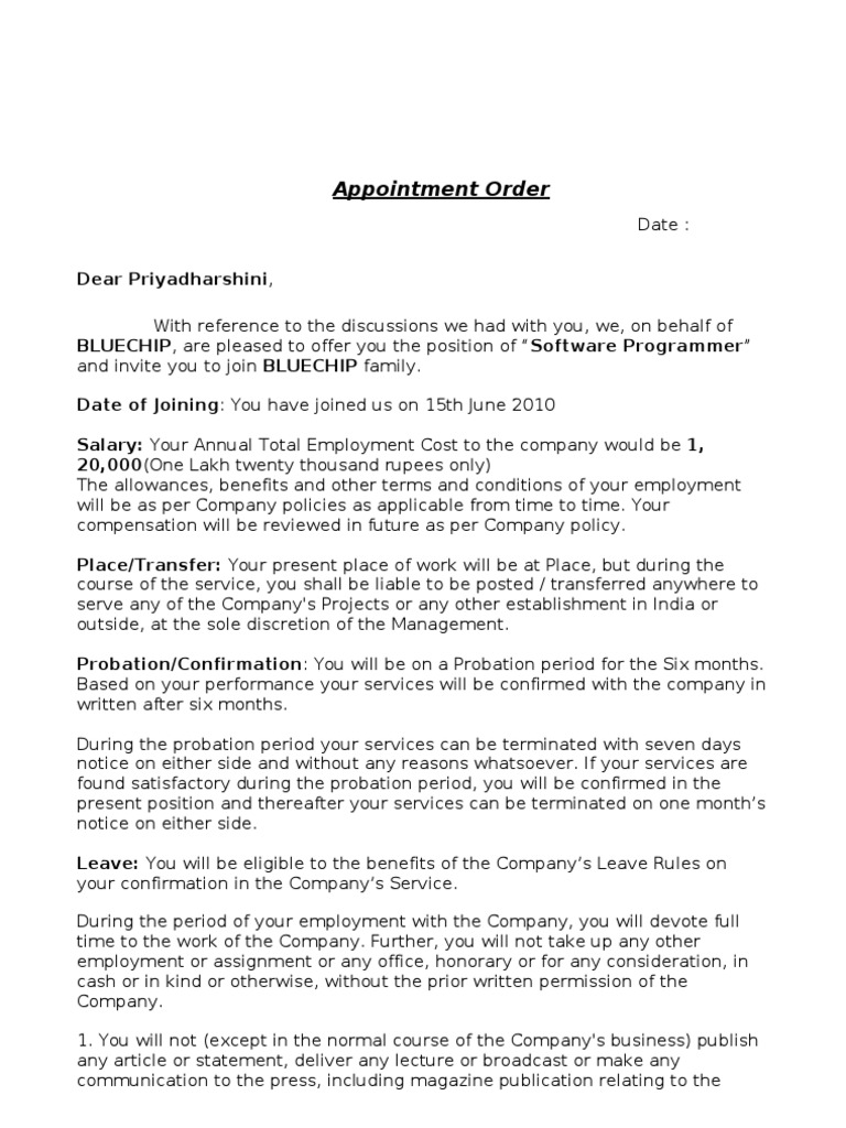 Appointment Order Employment Government Information Free 30day Trial Scribd