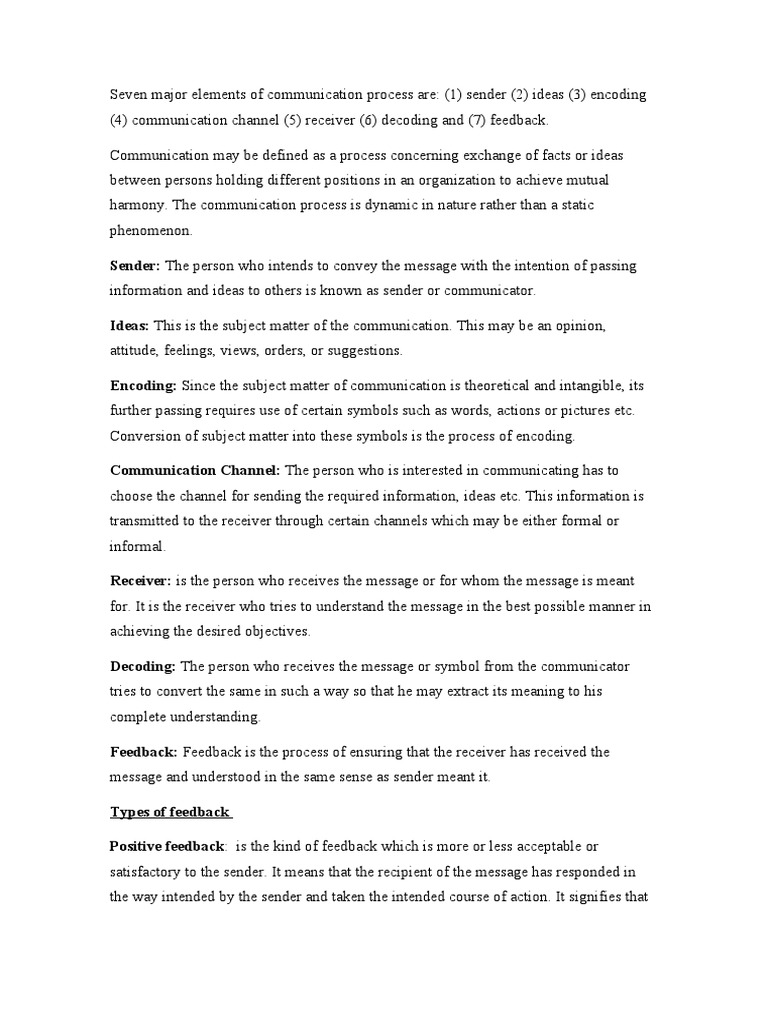 Seven Major Elements of Communication Process Are | PDF | Communication ...