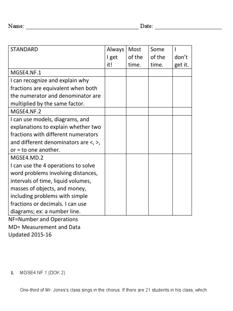 4th Grade Fraction and Measurement Assessment | PDF | Mathematics