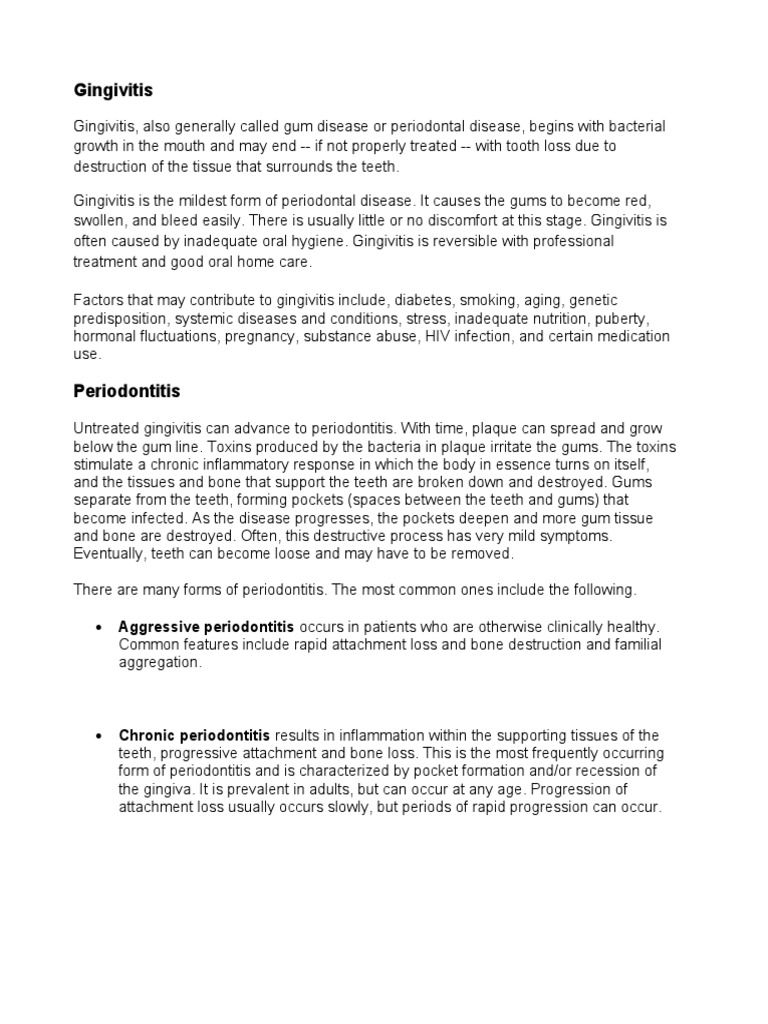 Understanding Gingivitis and Periodontitis | PDF | Periodontology ...