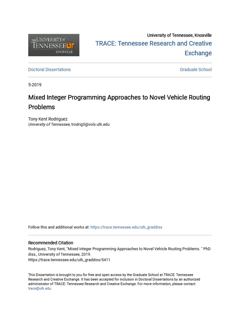 Mixed Integer Programming Approaches To Novel VRPs | PDF | Theoretical ...