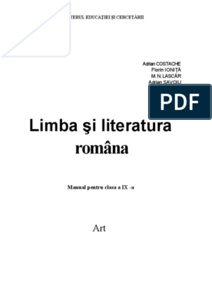 MANUAL Art Limba Si Literatura Romana IX | PDF