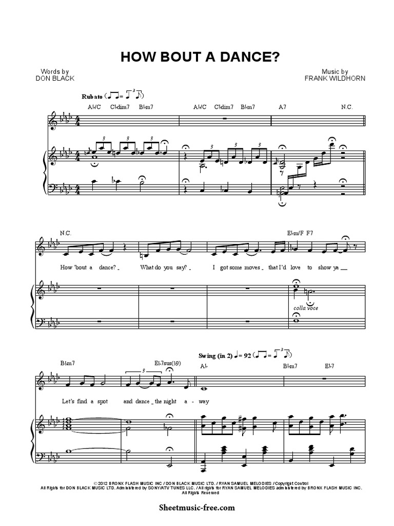 How bout a dance sheet music pdf performing arts