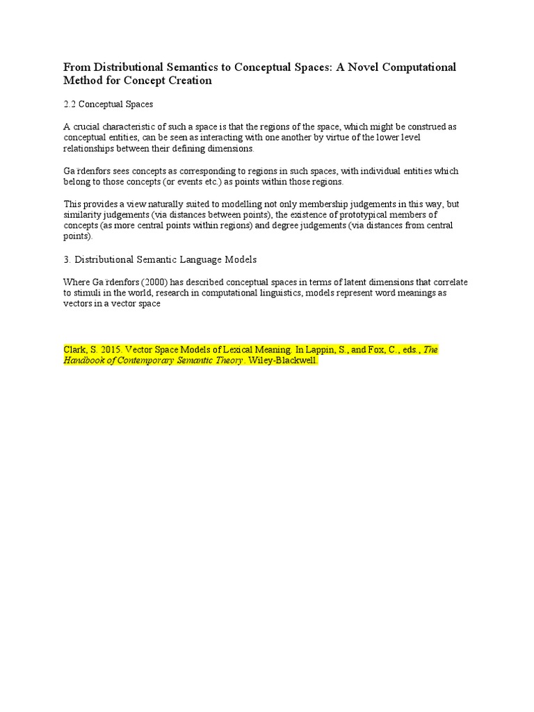 Conceptual Spaces in Semantic Models | PDF