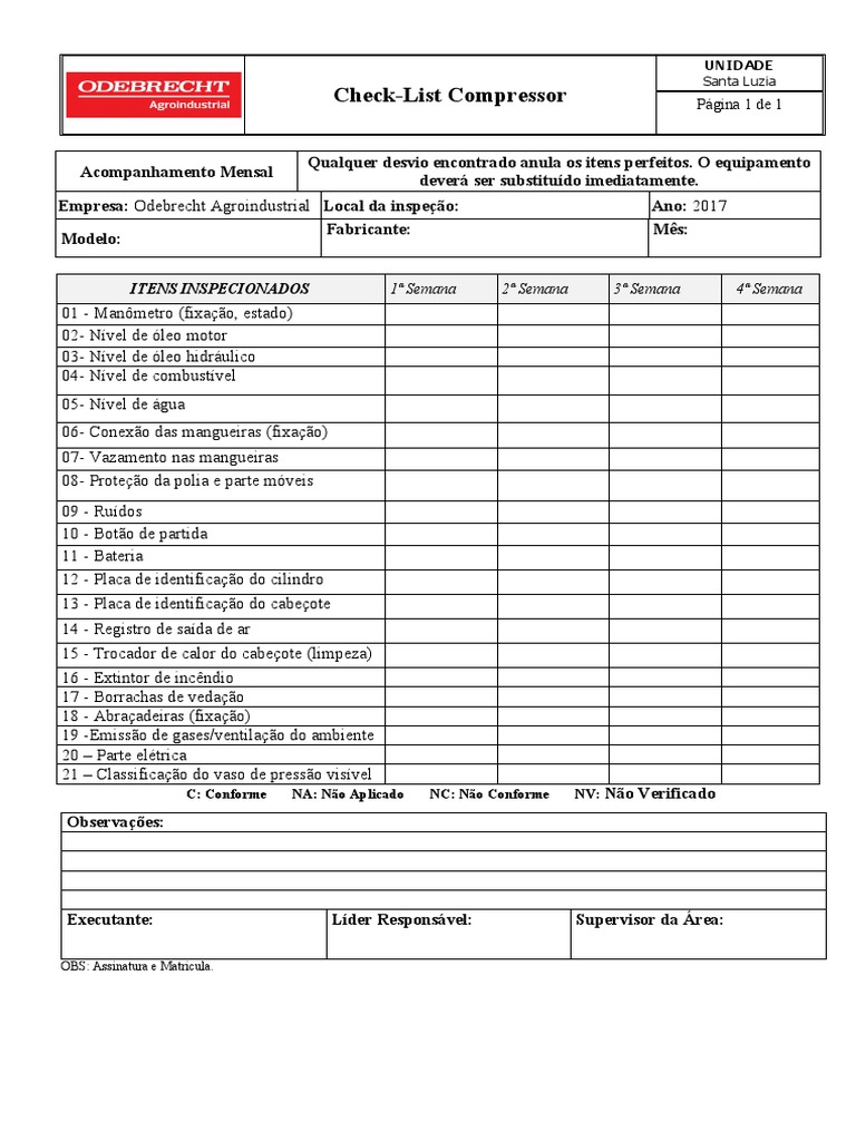 Checklist Compressor | PDF
