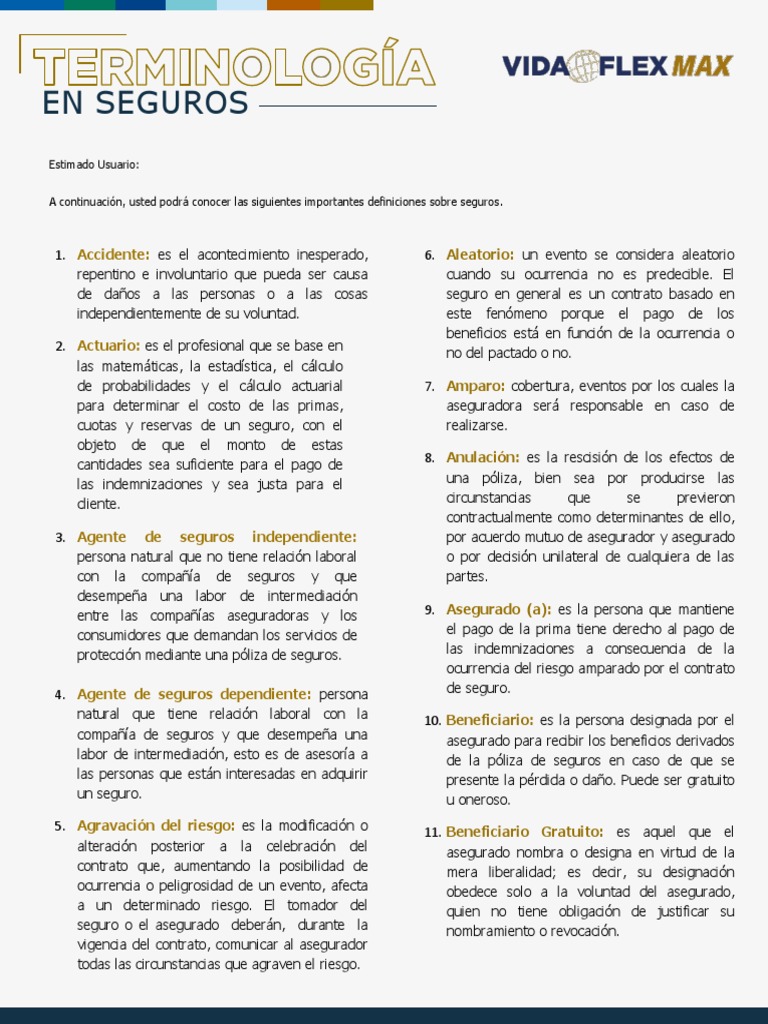 Glosario de Seguros | PDF | Póliza de seguros | Seguro