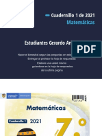 Matemáticas - Cuadernillo 1 de 2021 (Saber 7