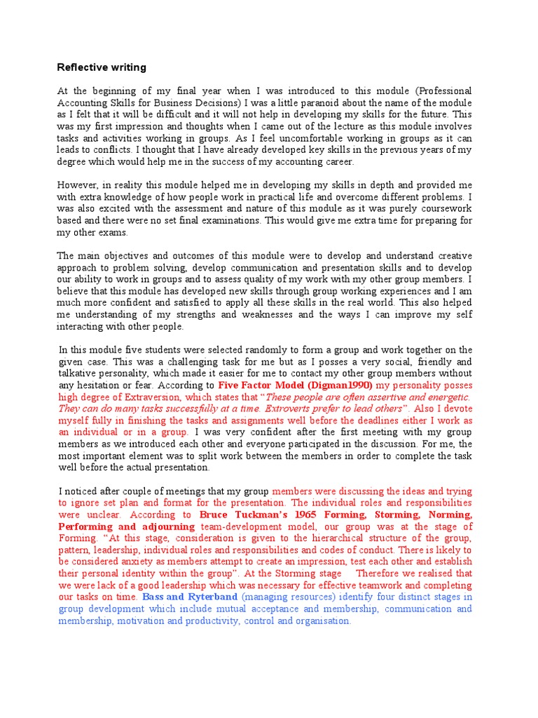 Reflective Insights on Group Work Skills | PDF | Leadership | Learning
