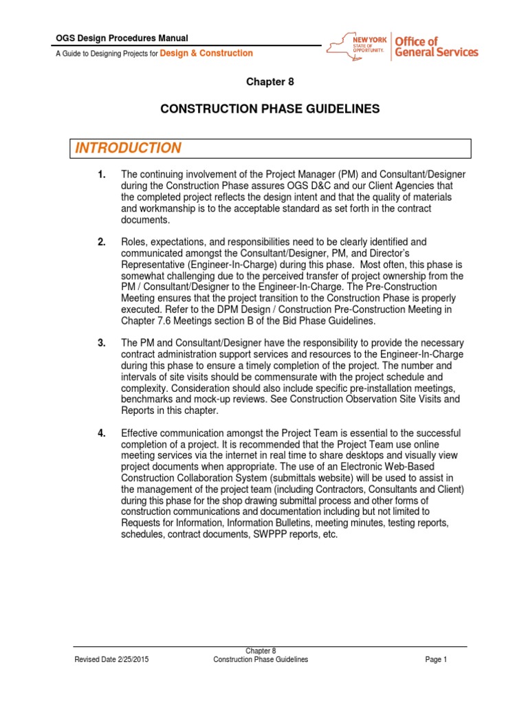 Construction Phase Guidelines Overview | PDF | Economic Sectors