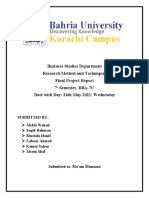 Business Studies Department Research Method and Techniques Final Project Report 7 Semester, BBA-7C Date With Day: 26th May 2021, Wednesday