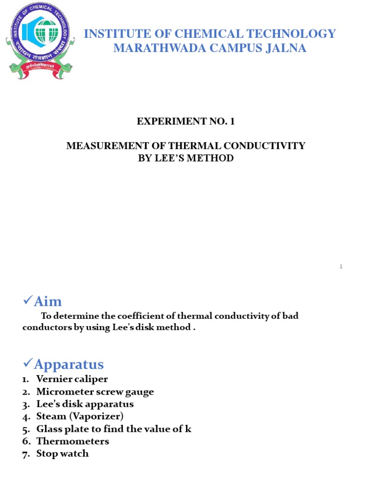 Lee's Disc Method - Presentation | PDF | Thermal Conductivity | Glasses