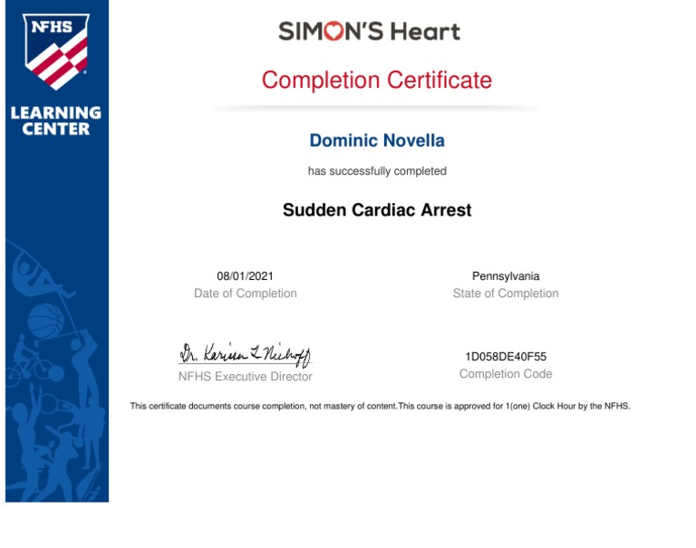 Cardiac Arrest Certificate PDF