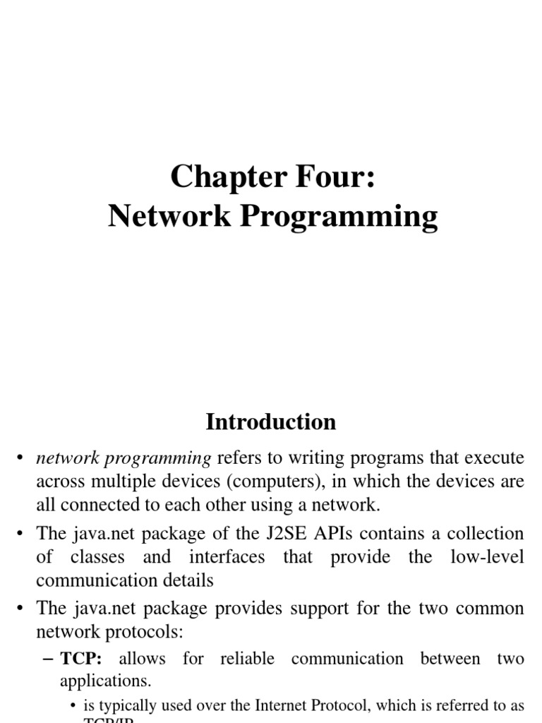 Chapter 4 Networking Programming PDF Port Networking) Network Socket