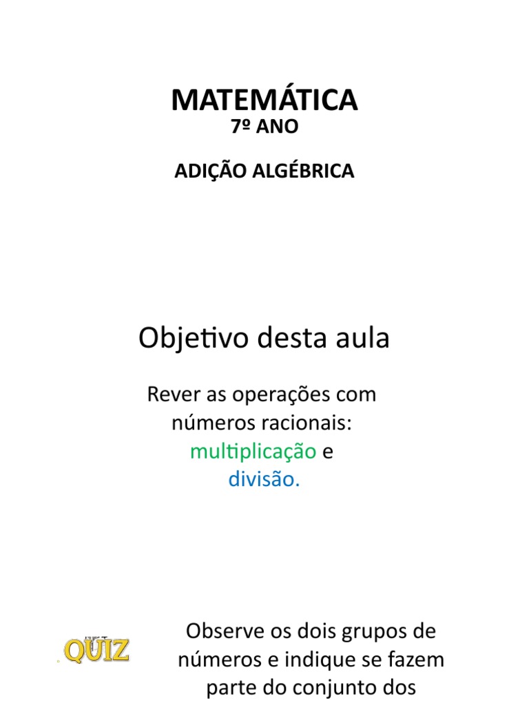 Álgebra com Multiplicação e Divisão - Quiz Matemática
