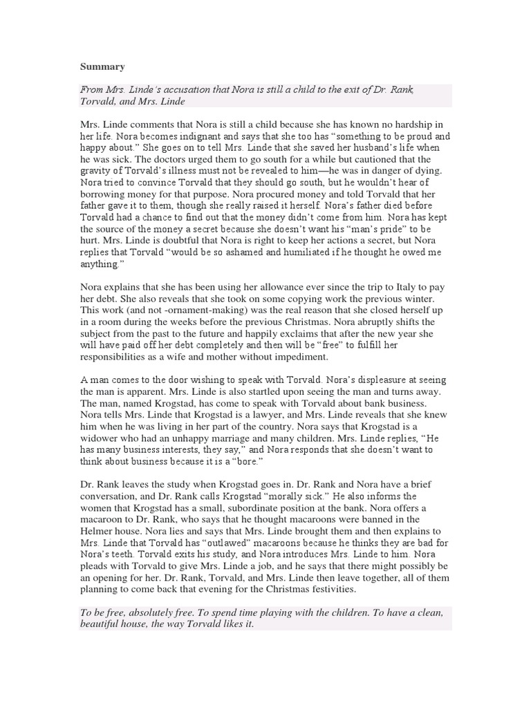 Act 3 Summary of A Doll's House | PDF | A Doll's House