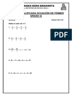 Practica Calificada Ecuación de Primer Grado Q