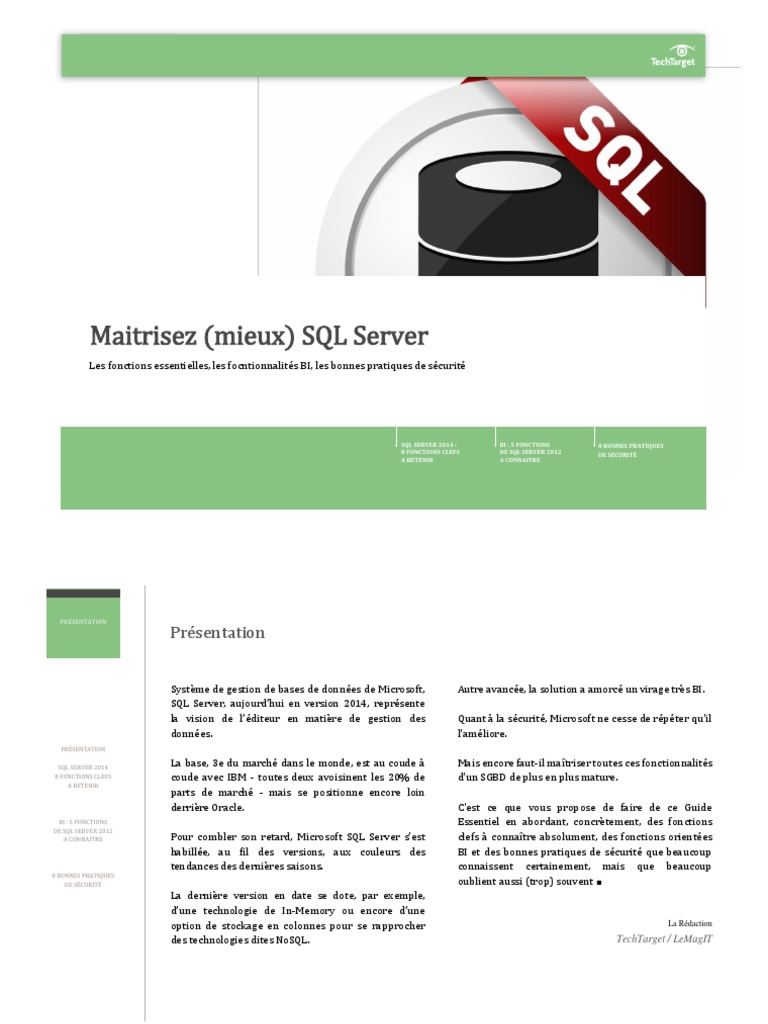 Maitrisez Mieux SQL Server.639 | PDF | Microsoft SQL Server | Bases de ...