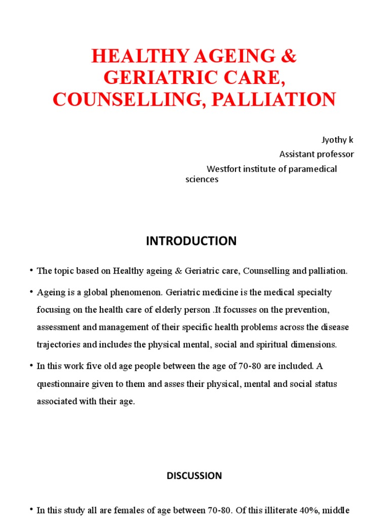 Healthy Ageing & Geriatric Care, Counselling | PDF | Lifestyle | Wellness