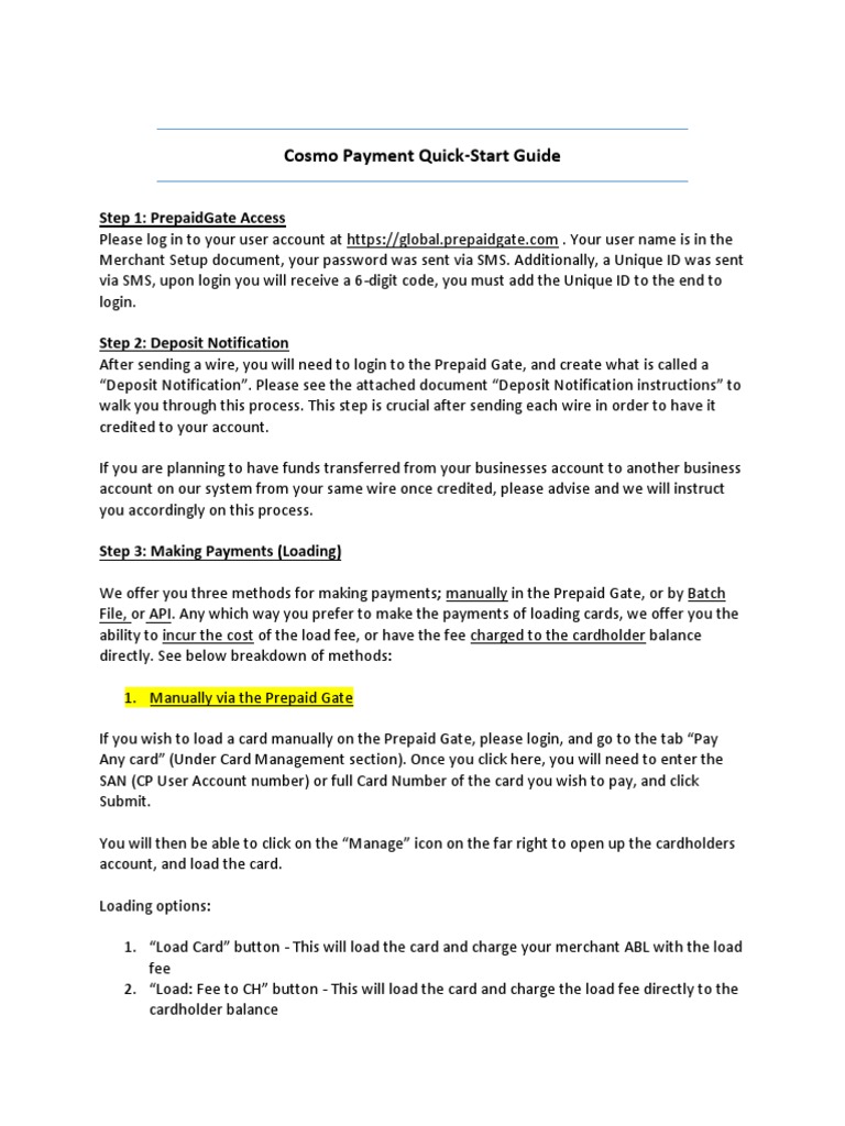 Cosmo Payment Gateway Quick Guide | PDF | Credit Card | Payments