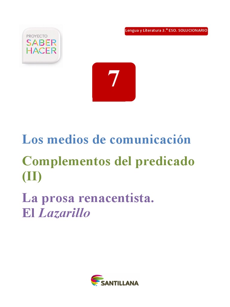 Solucionario Lengua y Literatura 3º ESO | PDF | Radiodifusión | Televisión