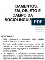 Disciplina: Sociolinguística e ensino de Língua Portuguesa