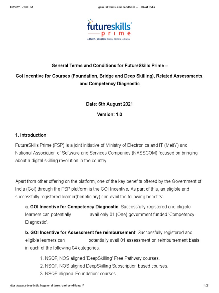 MeitY Future Skill Prime NASSCOM | PDF | Subscription Business Model ...
