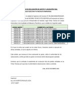 Conformidad de Declaración de Gastos y Liquidación Final