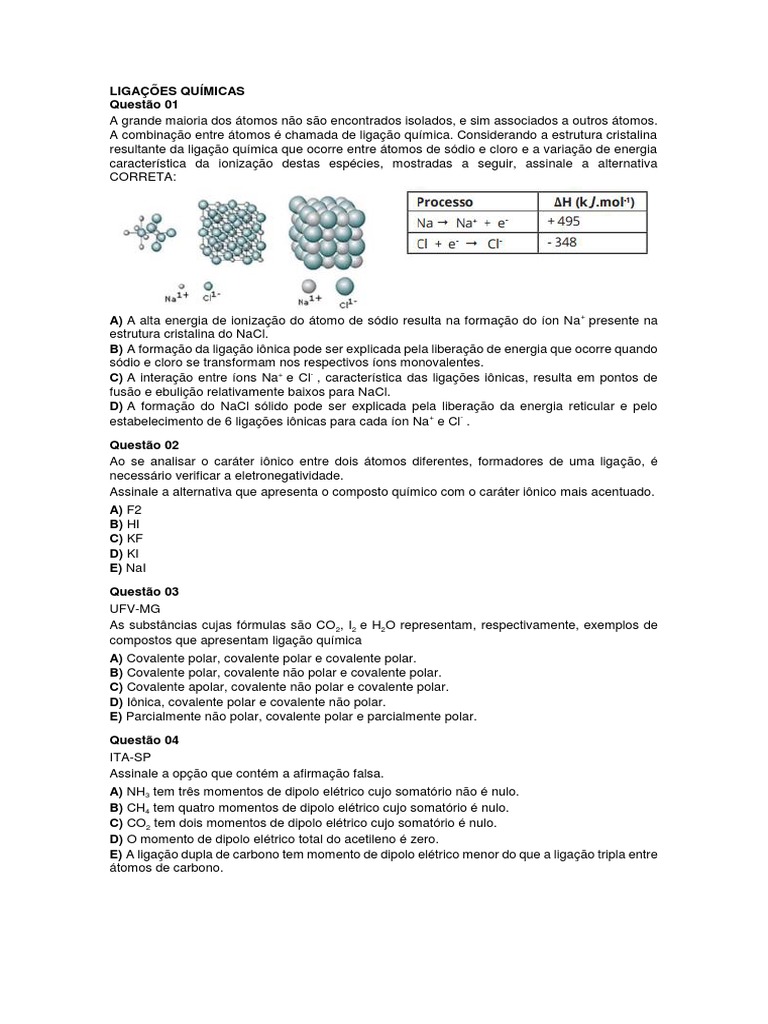 Ligações Químicas | PDF | Ligação química | Polaridade química, image size:768x1024