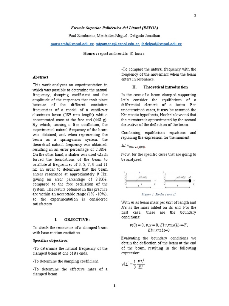 Resonance Analysis of Clamped Beam | PDF | Resonance | Mechanics